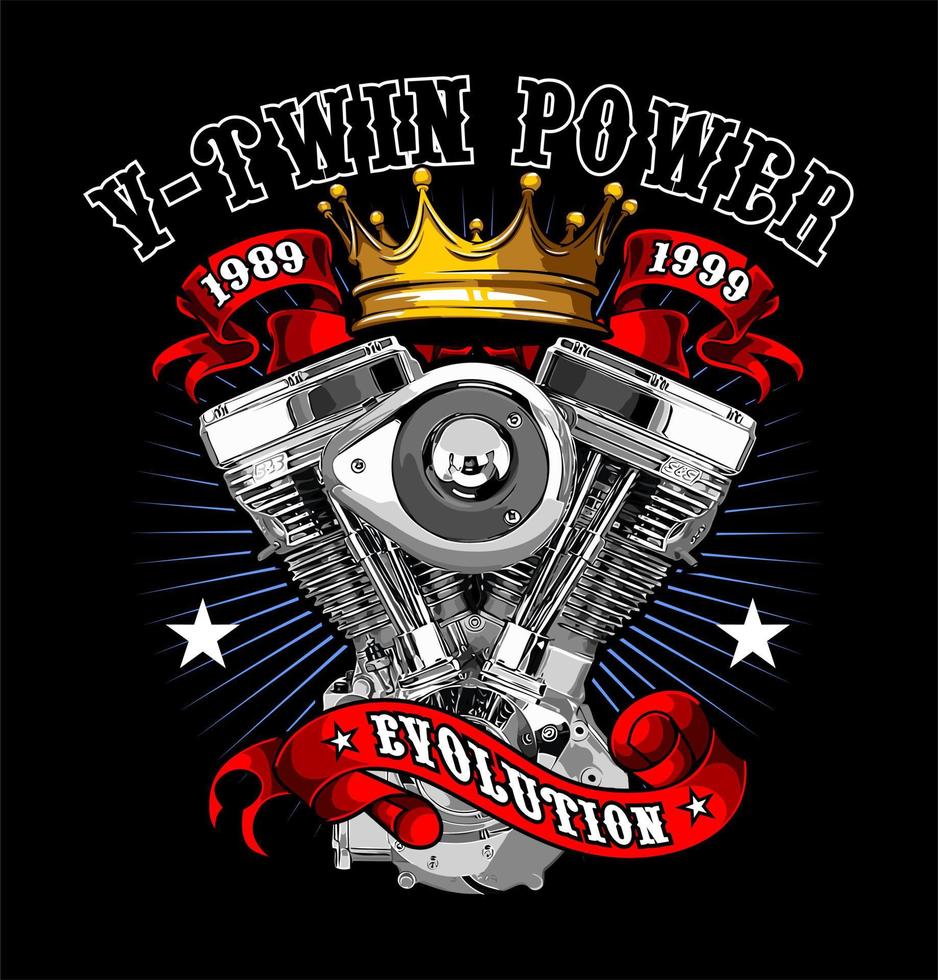 v twin engine and crown vector