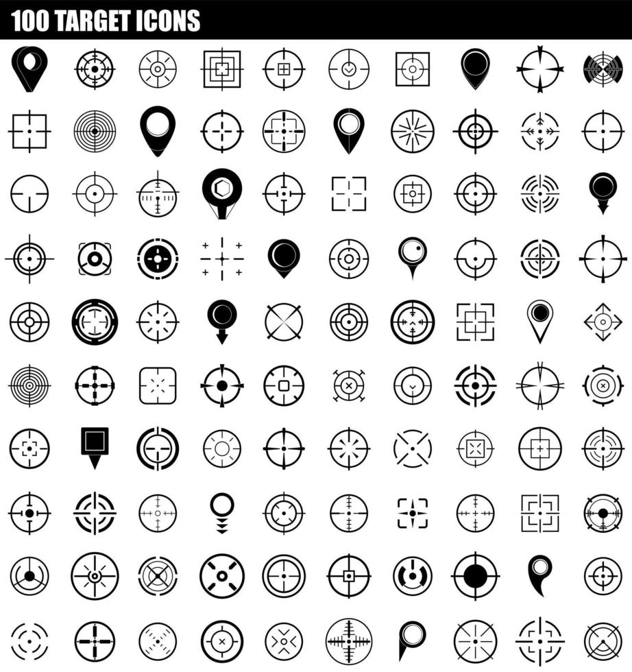 100 conjunto de iconos de destino, estilo simple vector