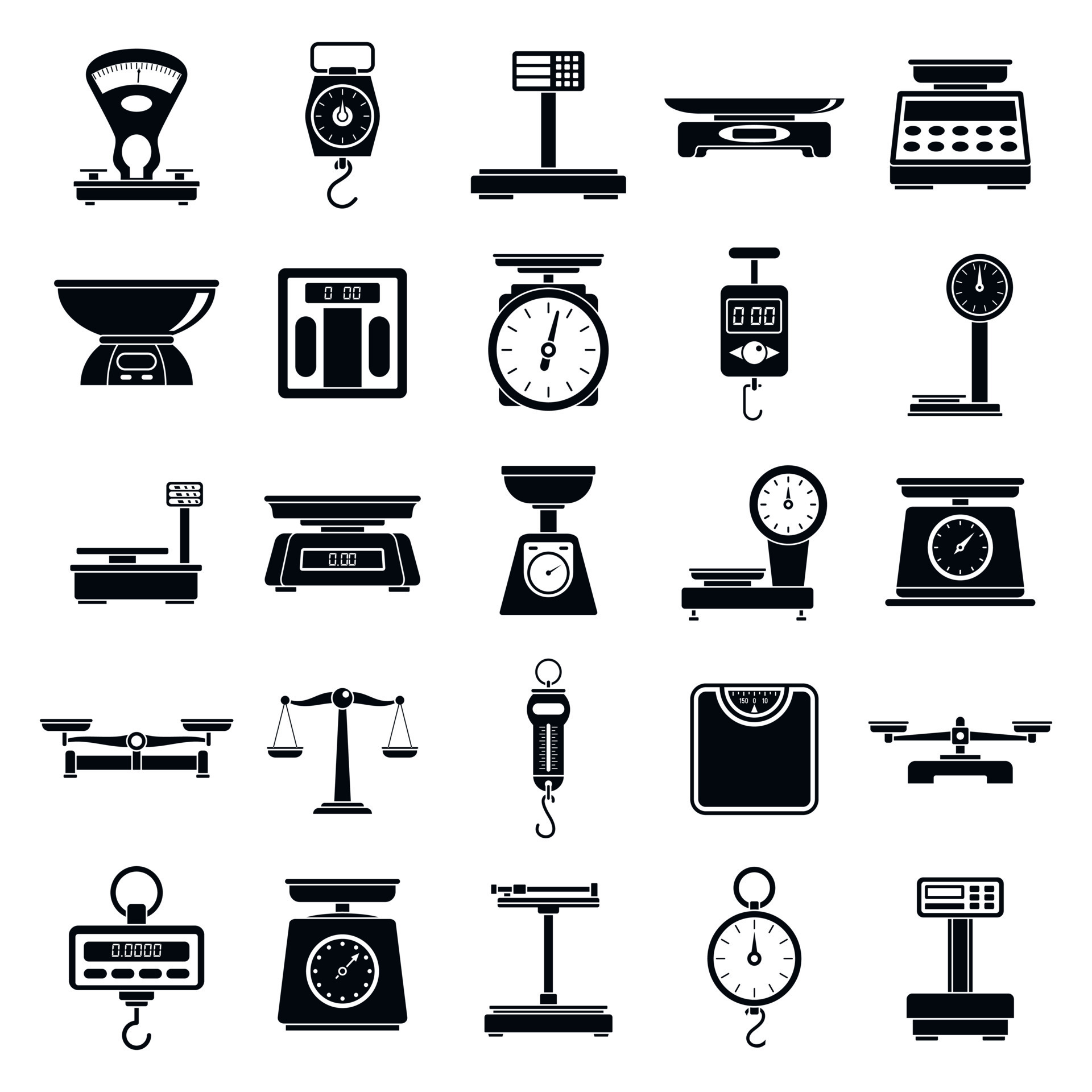 Weigh scales tool icons set, simple style 8885043 Vector Art at Vecteezy
