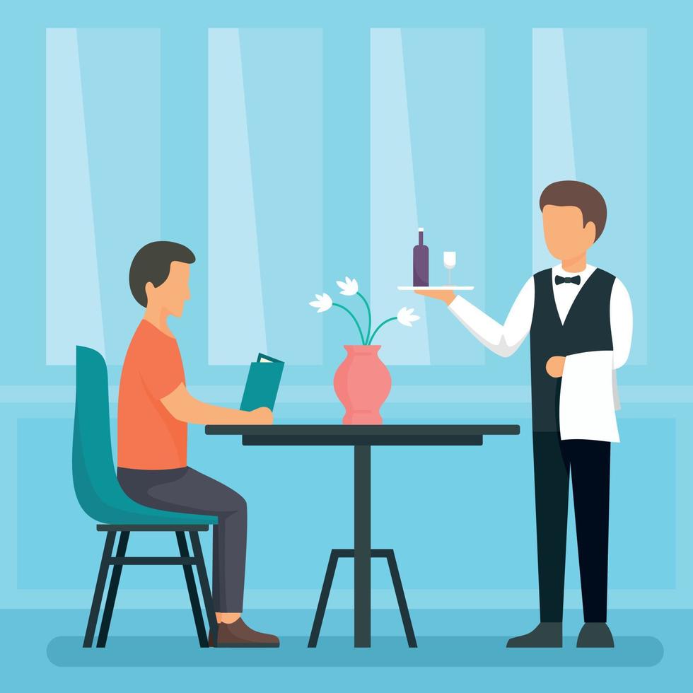 Waiter concept background, flat style vector