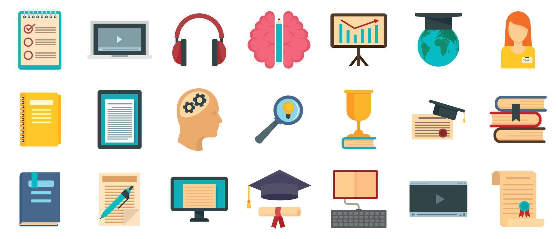 conjunto de iconos de educación del personal, estilo plano vector