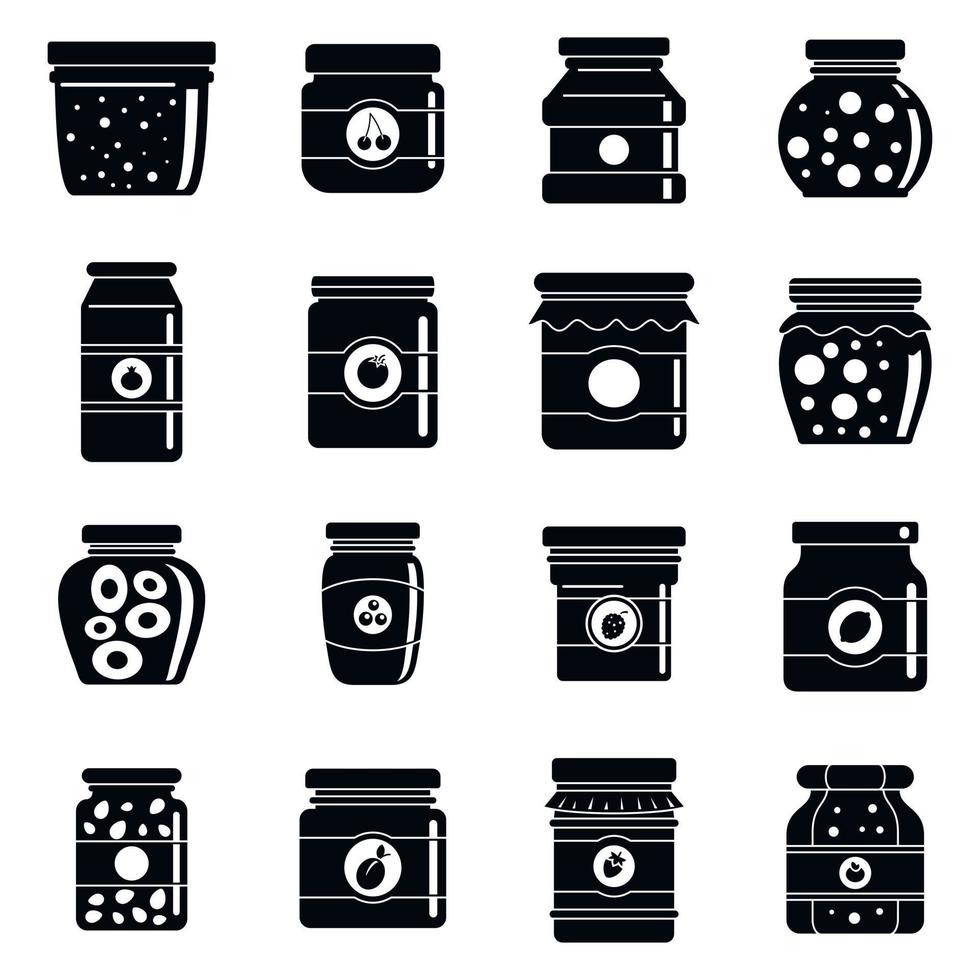 Home jam jar icons set, simple style vector
