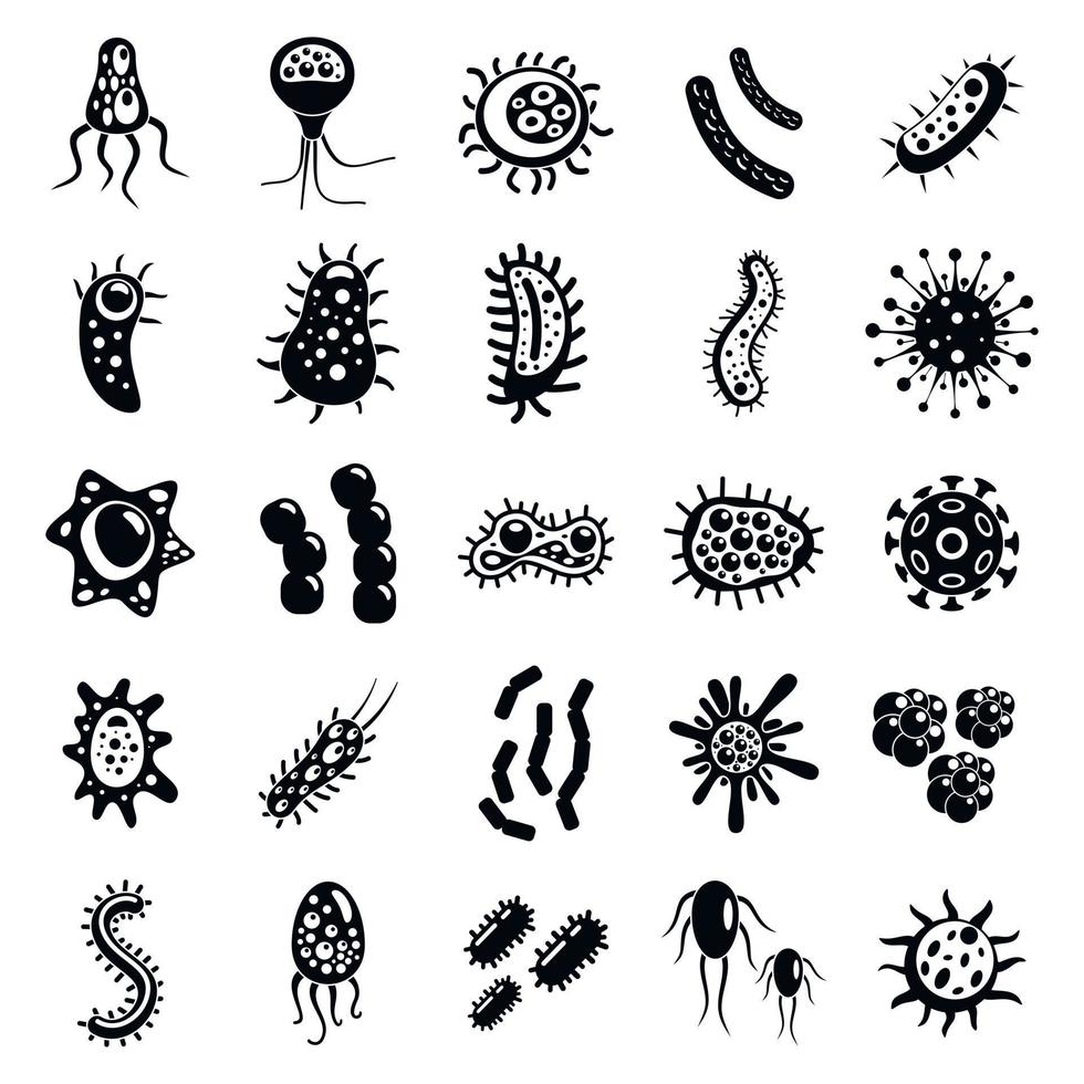 conjunto de iconos de virus bacterianos, estilo simple vector