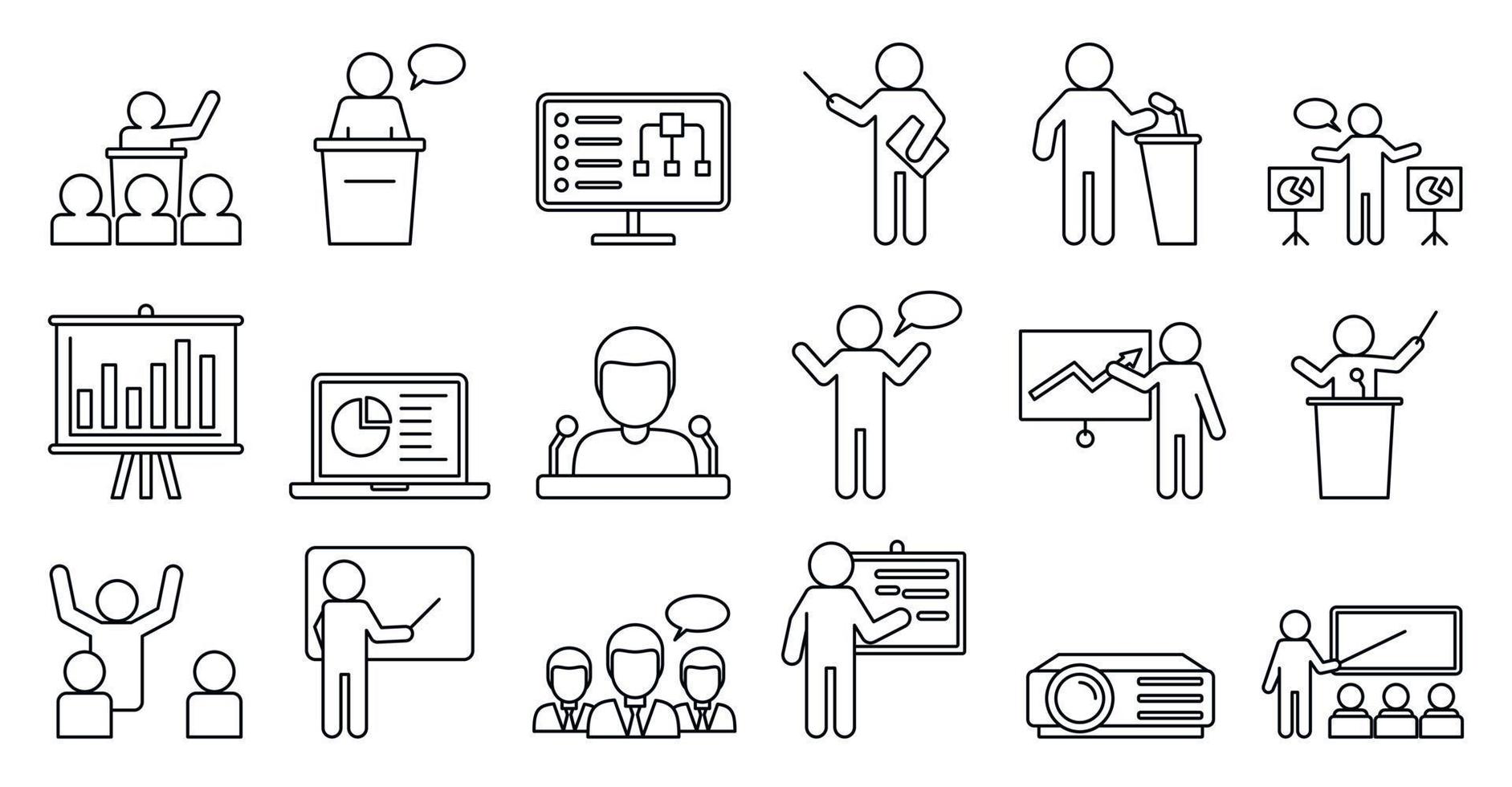 Lecture classroom icons set, outline style vector