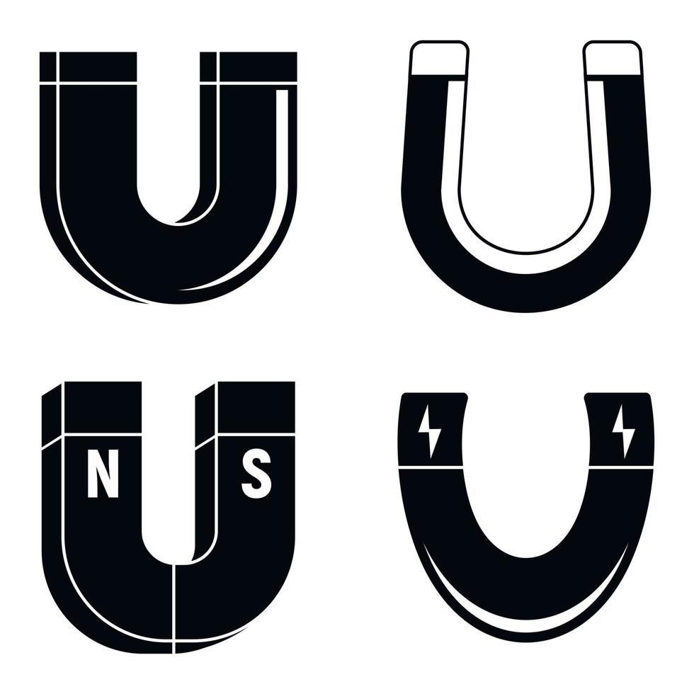 Magnet force icons set, simple style vector