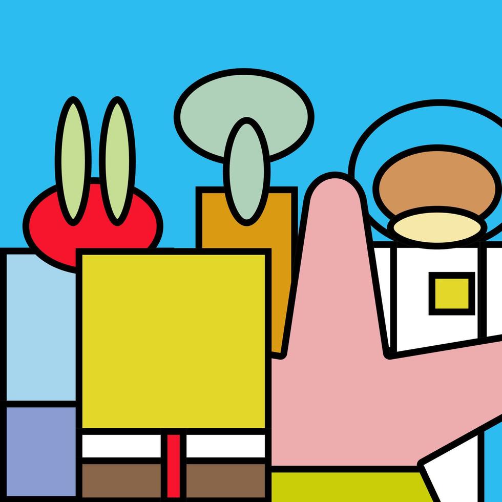 simple colorful geometric and shape friendly cartoon vector