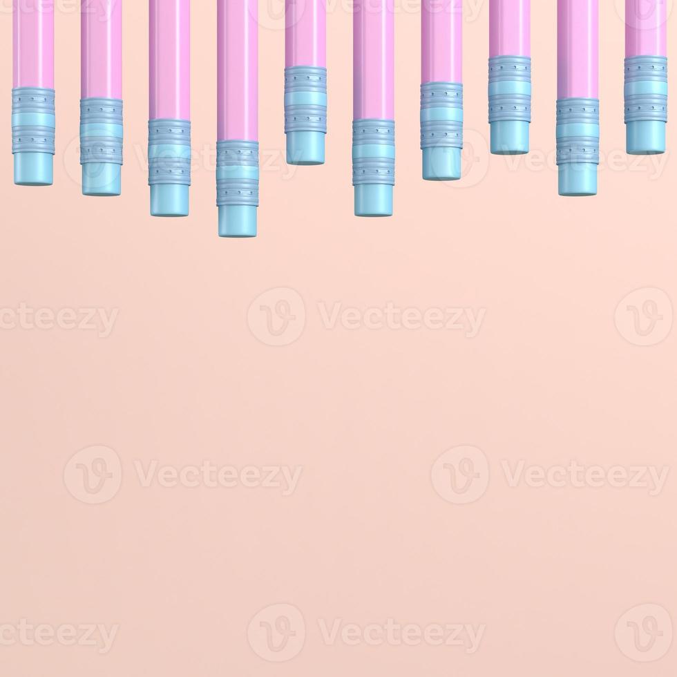 Pencils with erasers on bright background photo