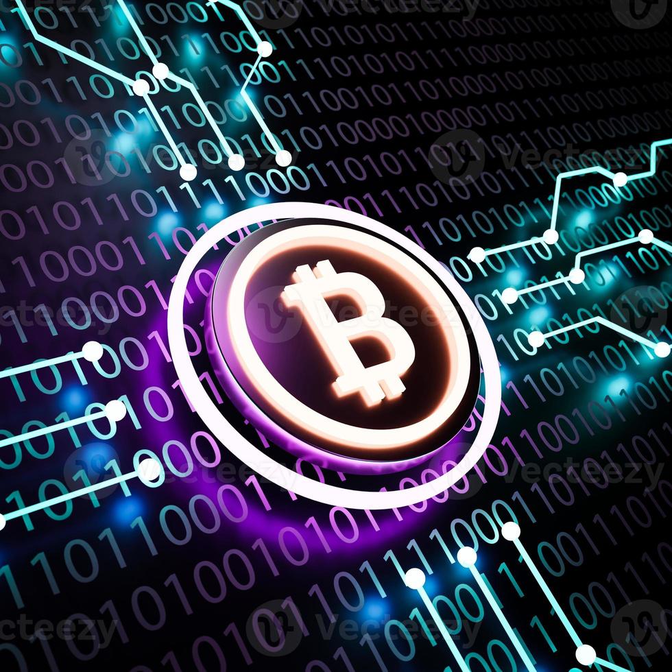 Bitcoin on circuit baord photo