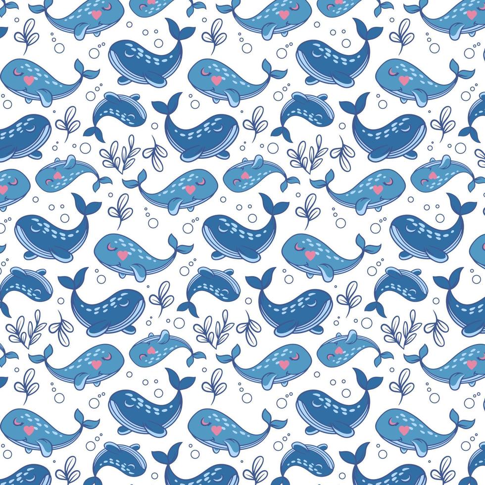 lindo fondo de patrón de ballena vector