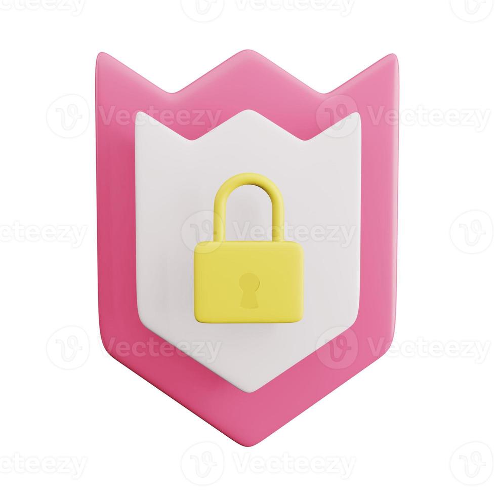 Cute 3D Render Padlock Illustration photo