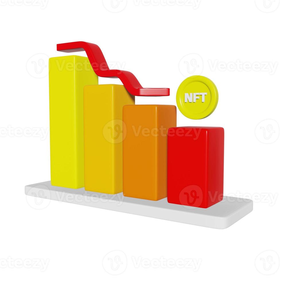 3D NFT Chart Illustration Side View photo