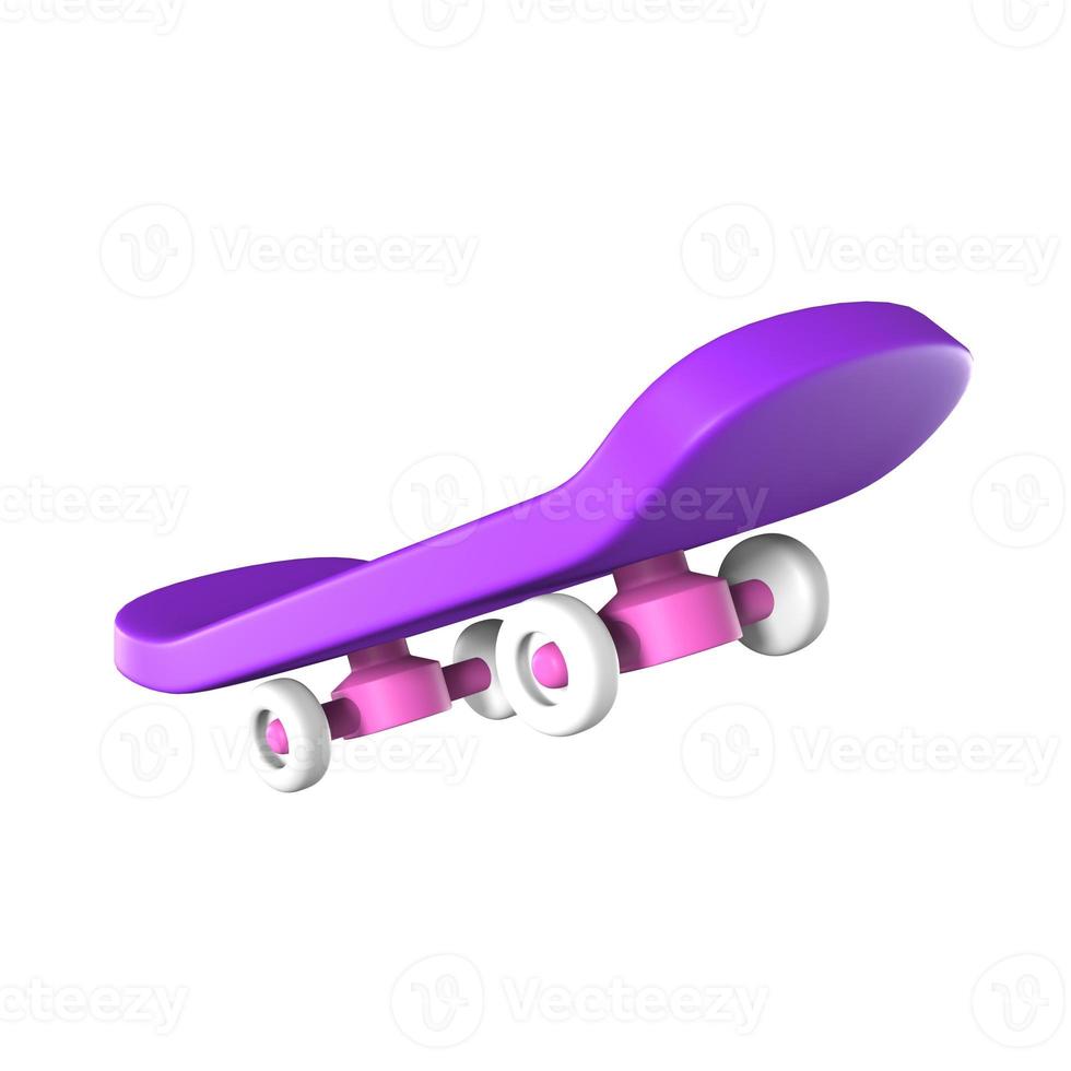 Cute 3D Skateboard Illustration Bottom View photo