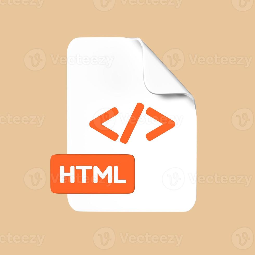 Stylized 3D HTML File Illustration Design photo