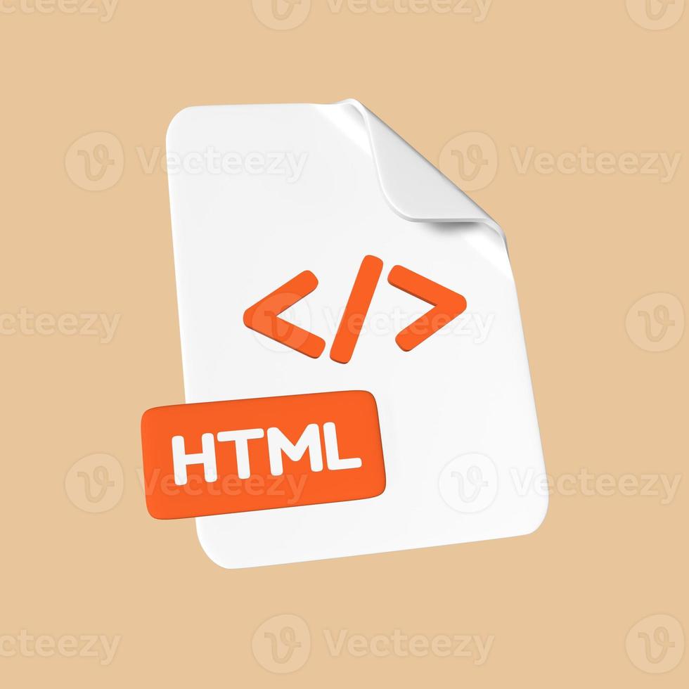 Stylized 3D HTML File Illustration Design Side View photo