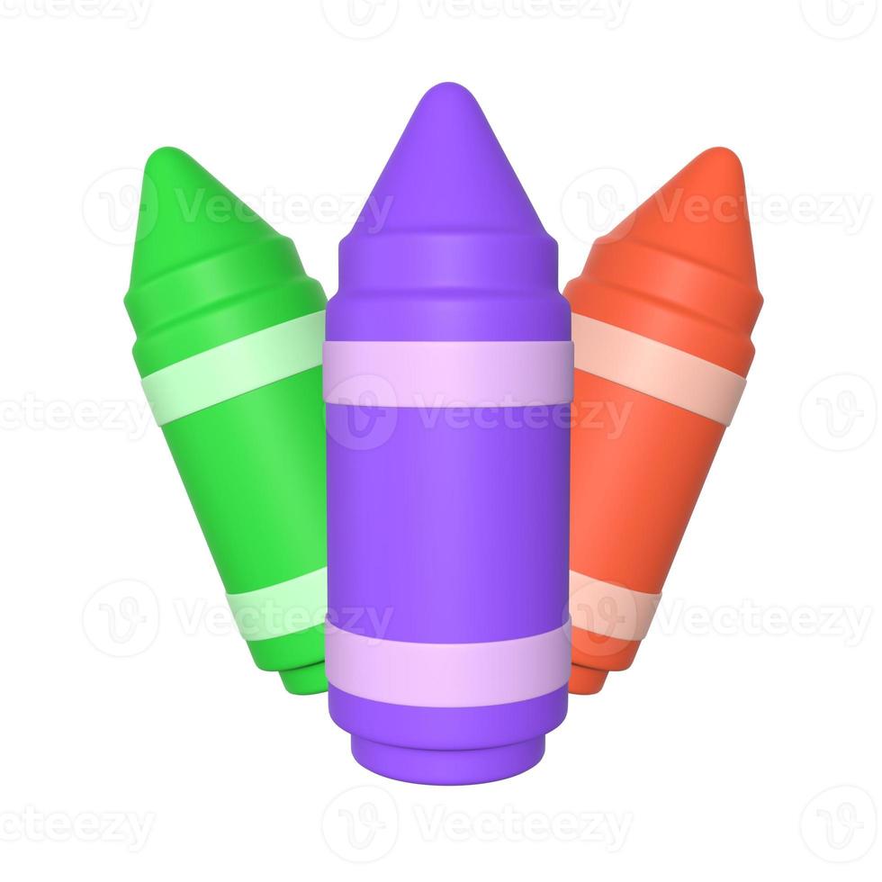 3D Stylized Crayons Illustration Design photo