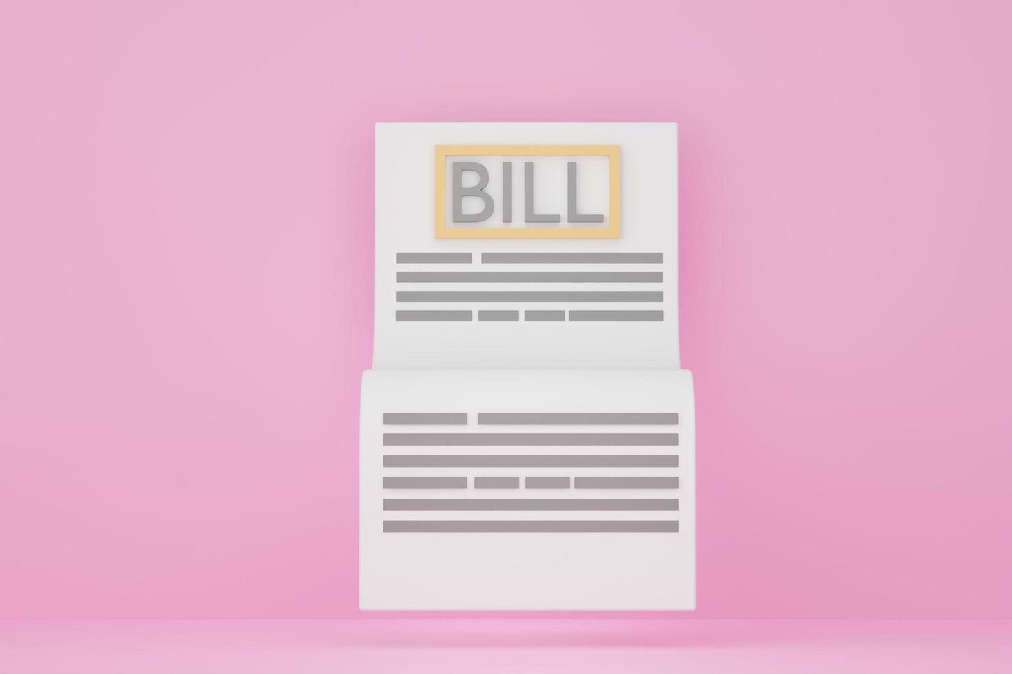 3d render of minimal bill payment detail on pink background. photo
