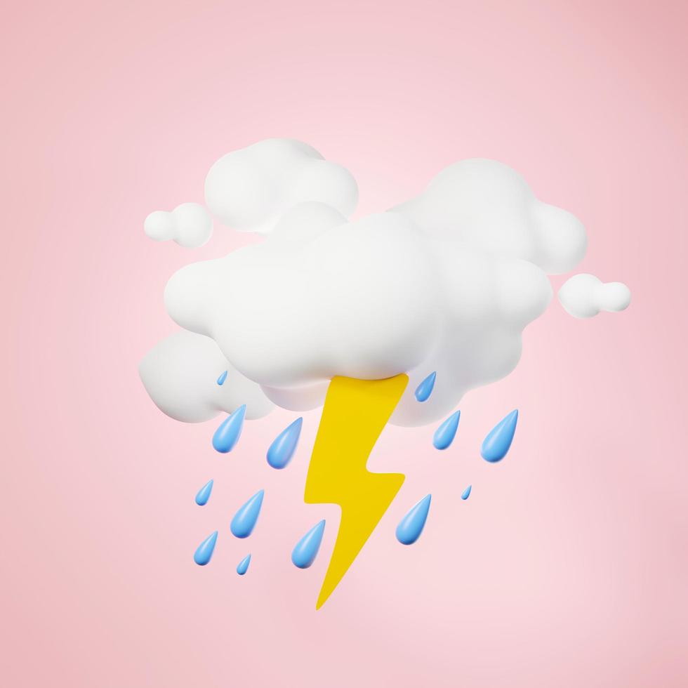 3d rendering of weather forecast icon on clean background for mock up and web banner. Cartoon interface design. minimal metaverse concept. photo