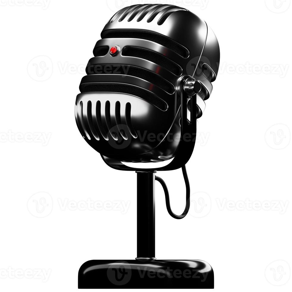 3D illustration, retro style microphone in party or concert  on white isolated background photo