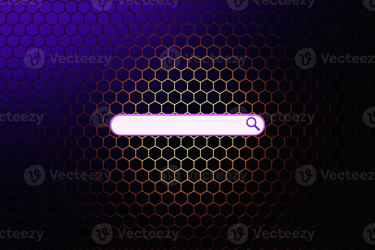 3d illustration of an internet search page on a   colorful honeycomb. Search bar  icons photo