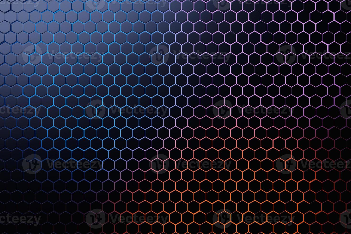 3d illustration of a  colorful honeycomb. Pattern of simple geometric hexagonal shapes, mosaic background. photo