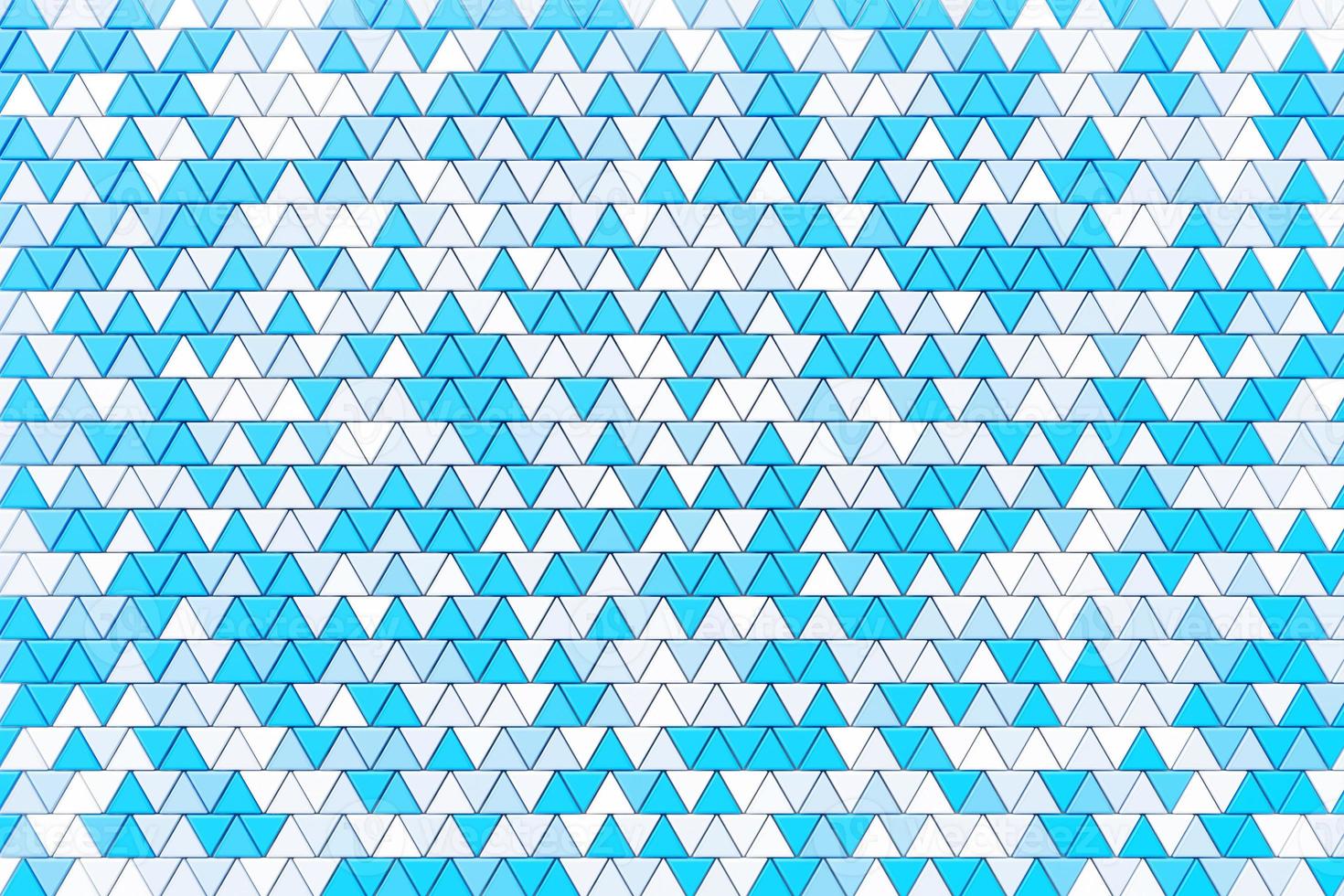 3d Illustration  rows of  blue and white triangle  .Geometric background,  pattern. photo