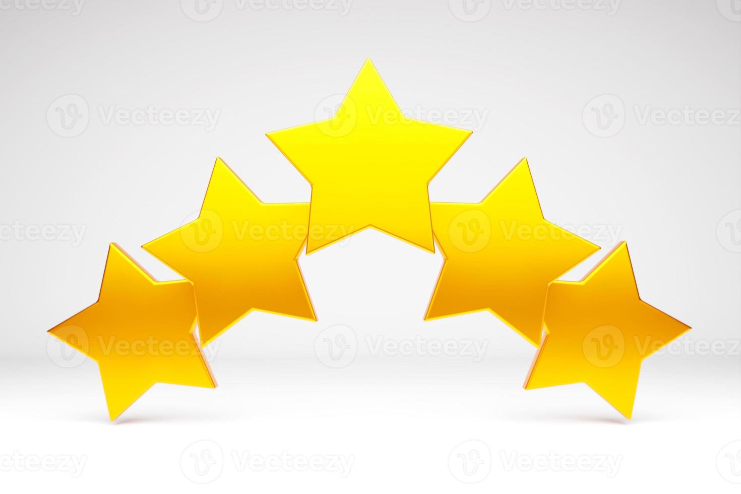 3D illustration. Five yellow stars glossy colors. photo