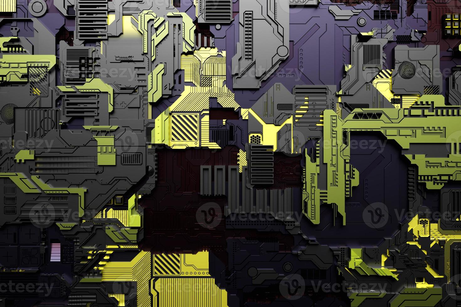 3d illustration of a realistic model of a robot or  colorful cyber armor. photo
