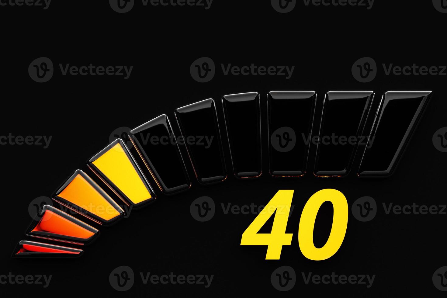 3d illustration of  measuring speed icon. Colorful speedometer icon, speedometer pointer points to orange normal color photo