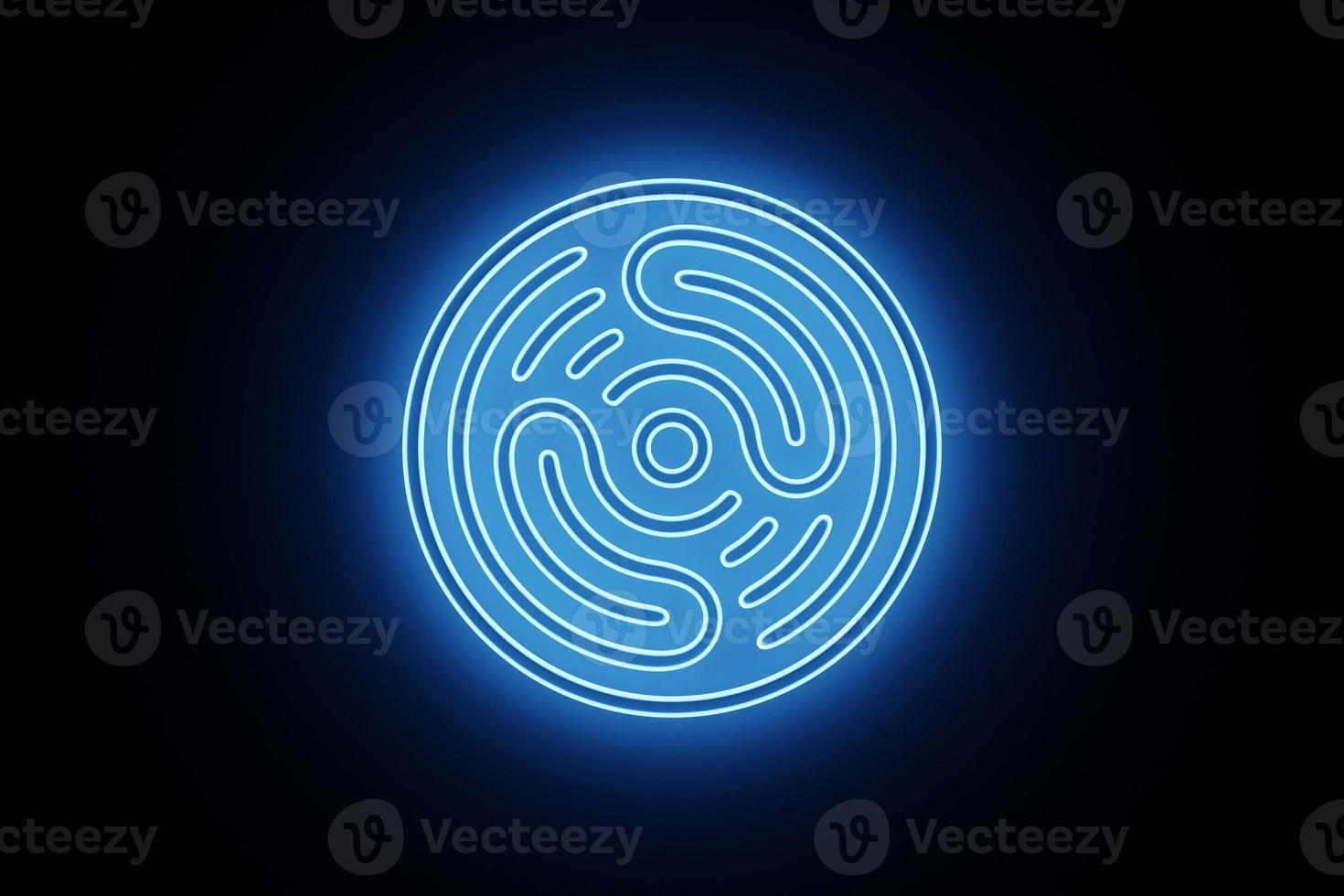 3D rendering abstract blue round fractal, portal. Colorful round spiral. photo