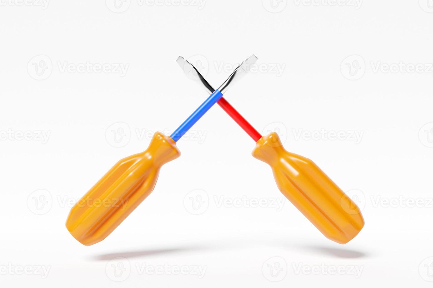 3D illustration of a screwdriver with a yellow handle photo