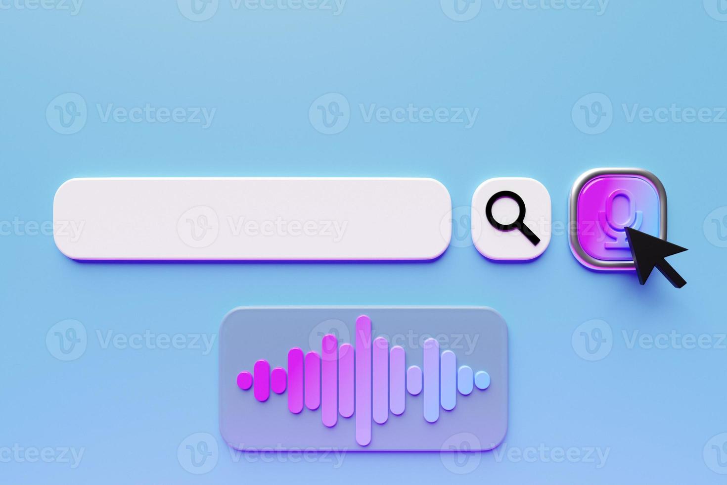 3d illustration, microphone button for audio search on the internet photo