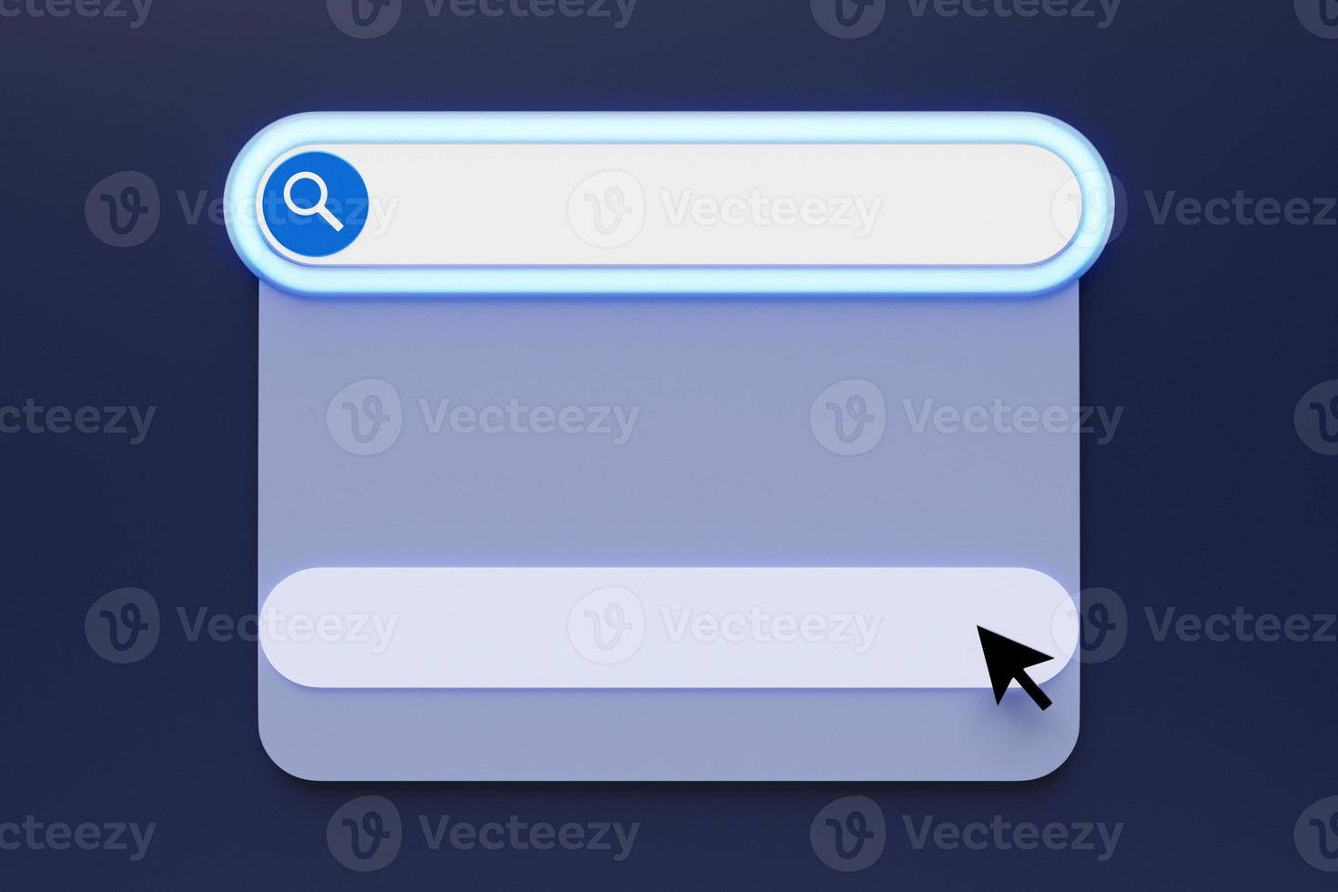 3D illustration search frame, box, panel on the internet with a magnifying glass icon, photo