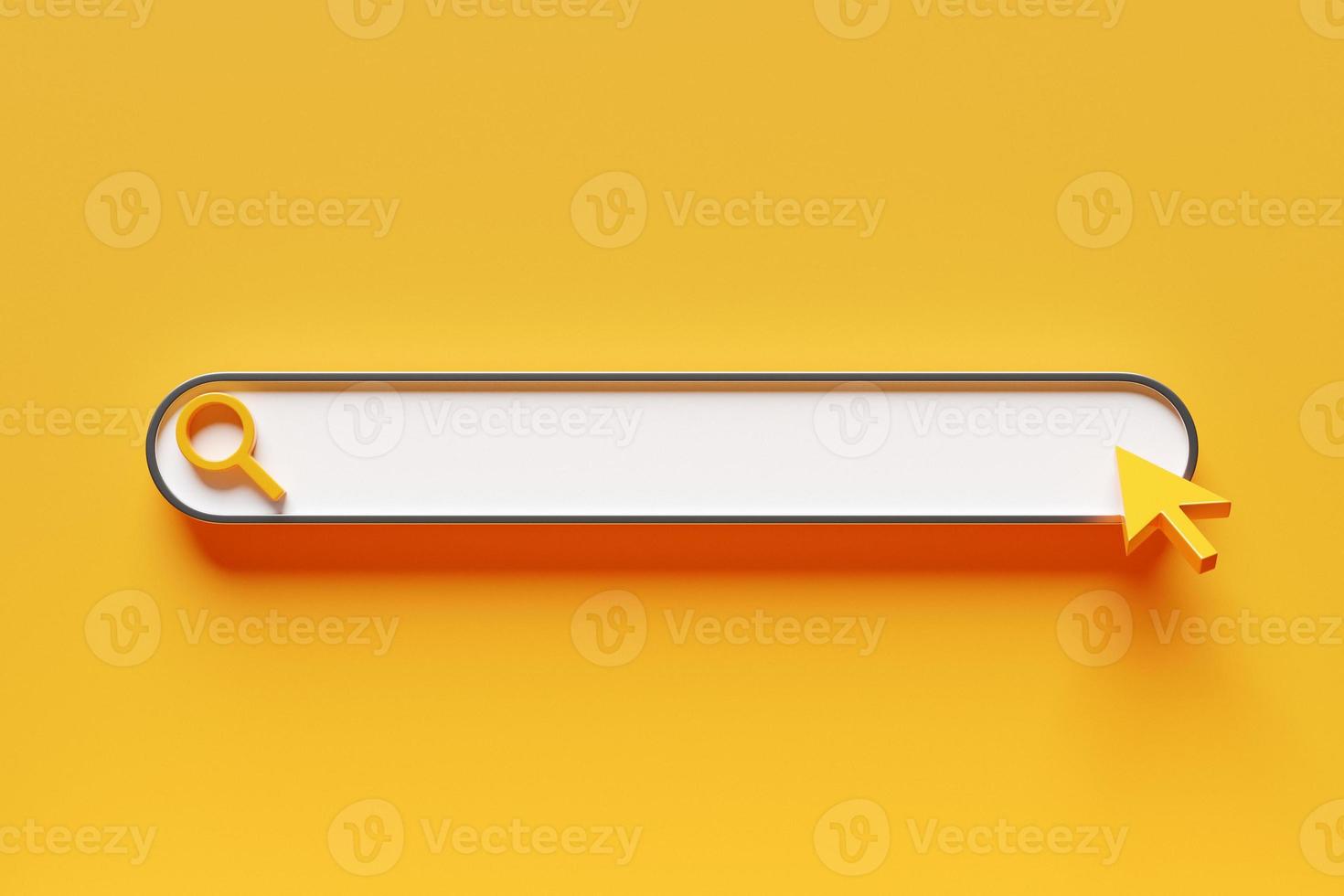 3d illustration search bar for ui. Layout design for apps and website. Search address icon and cursor on yellow background photo