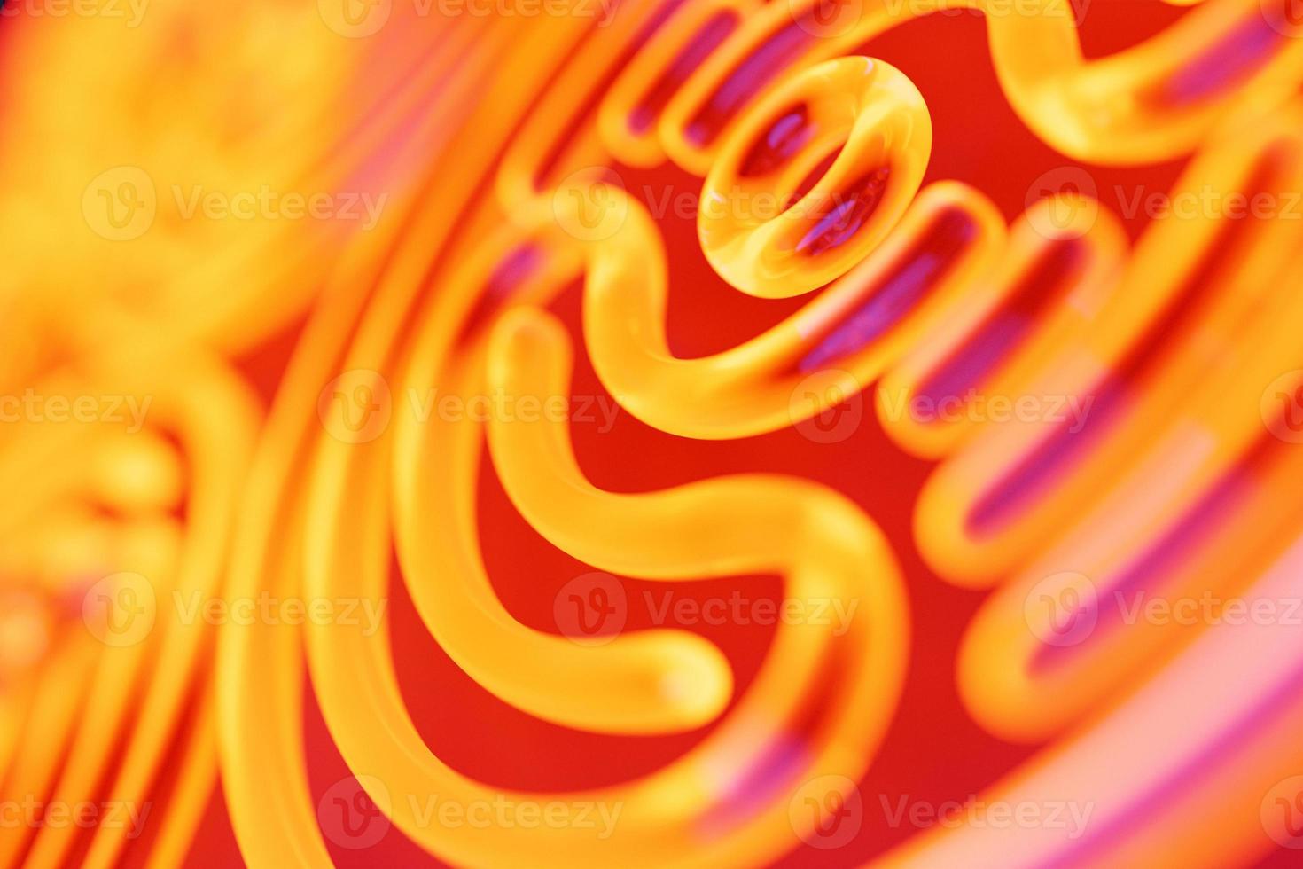 3D rendering abstract orange round fractal, portal. Colorful round spiral. photo