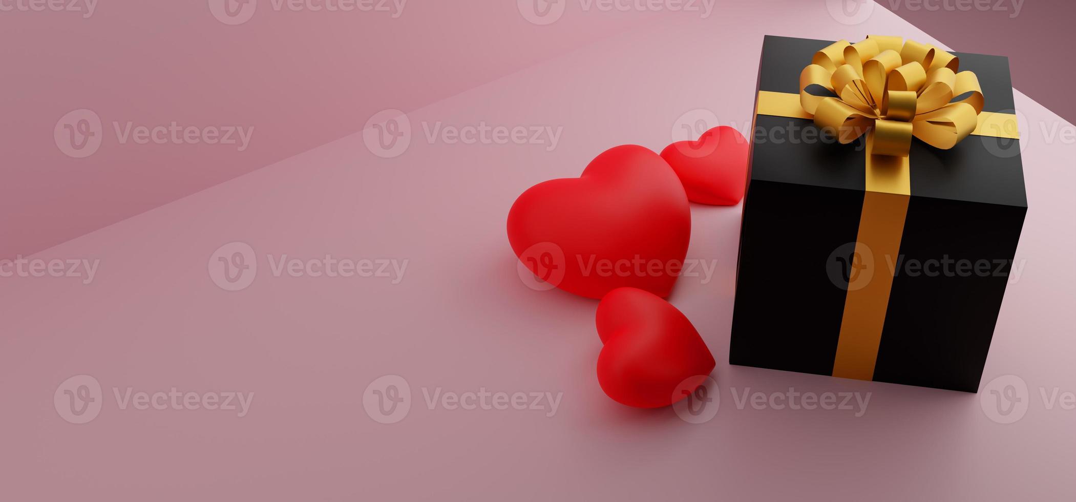 Happy Valentine's day background, background with hearts and gift boxes, background for lovers, 3D work and 3D illustration photo