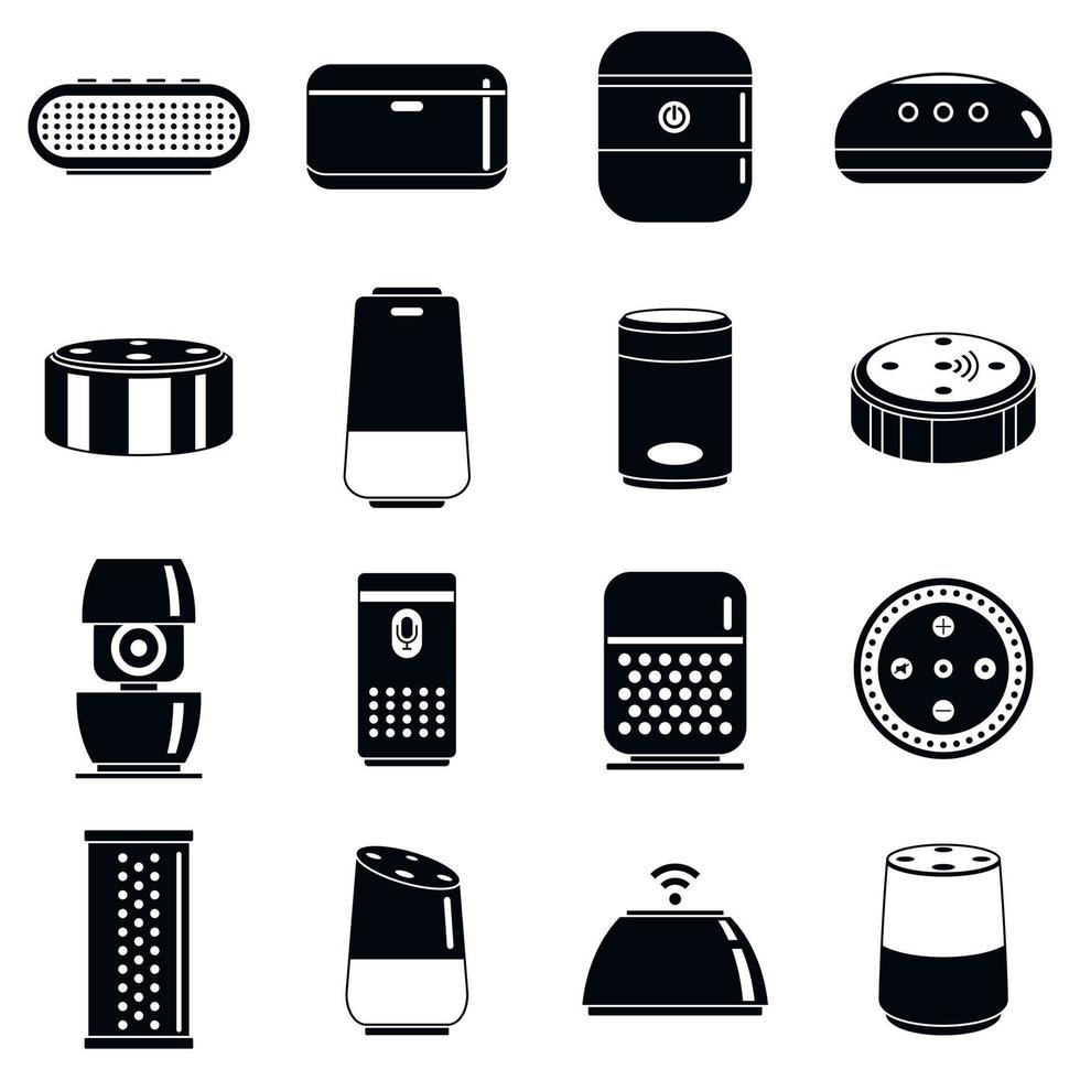 Modern smart speaker icons set, simple style vector