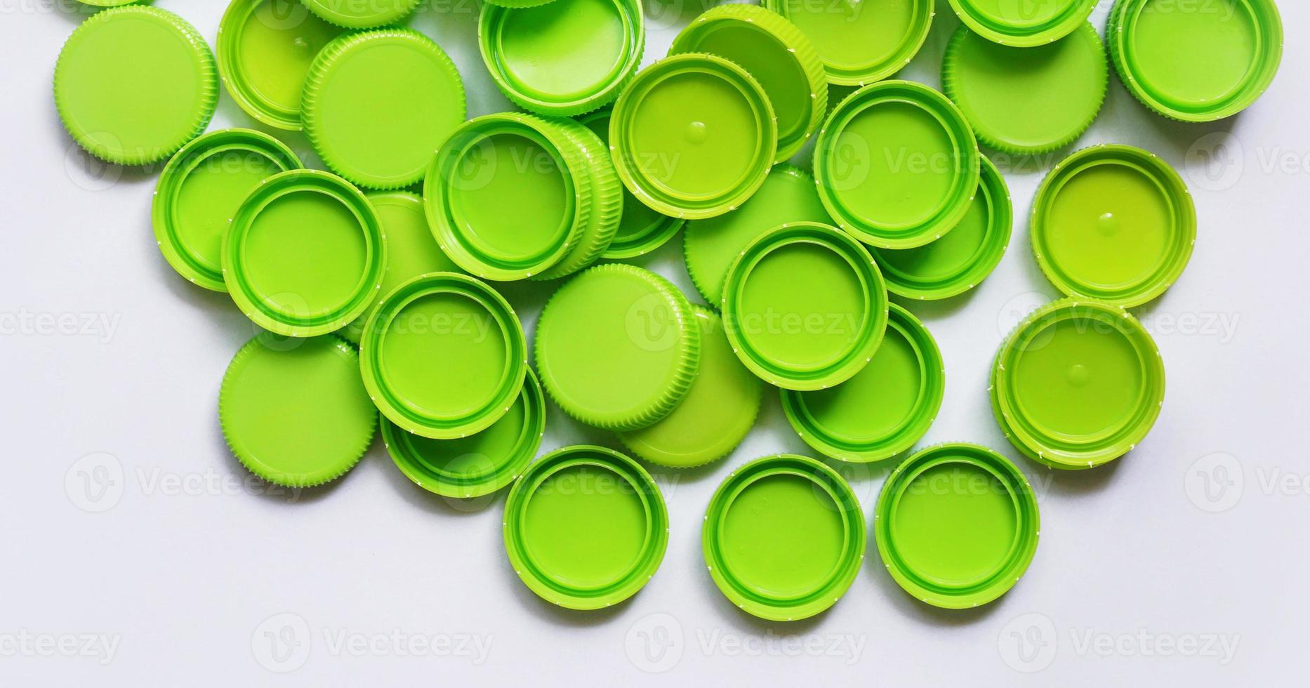 Plastic cap isolated on white background. Recycle material concept. photo