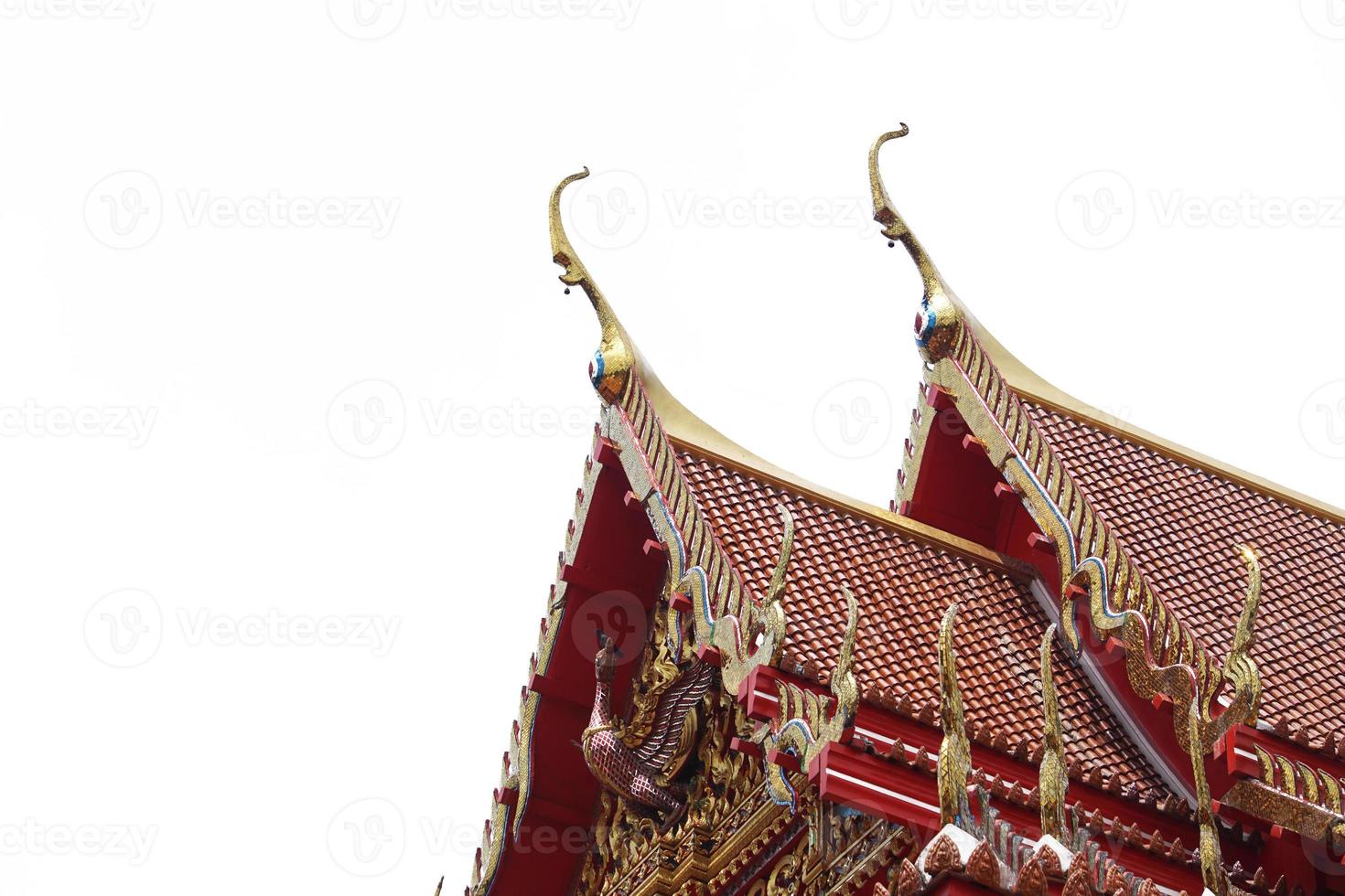 op of gable apex in thai temple isolated on white background. photo