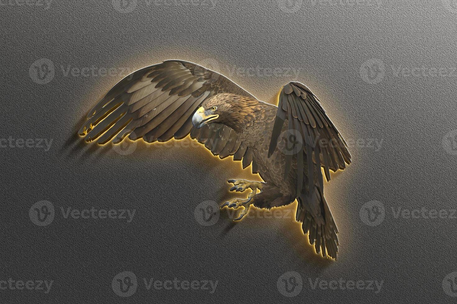 Eagle in flight. 3D rendering photo