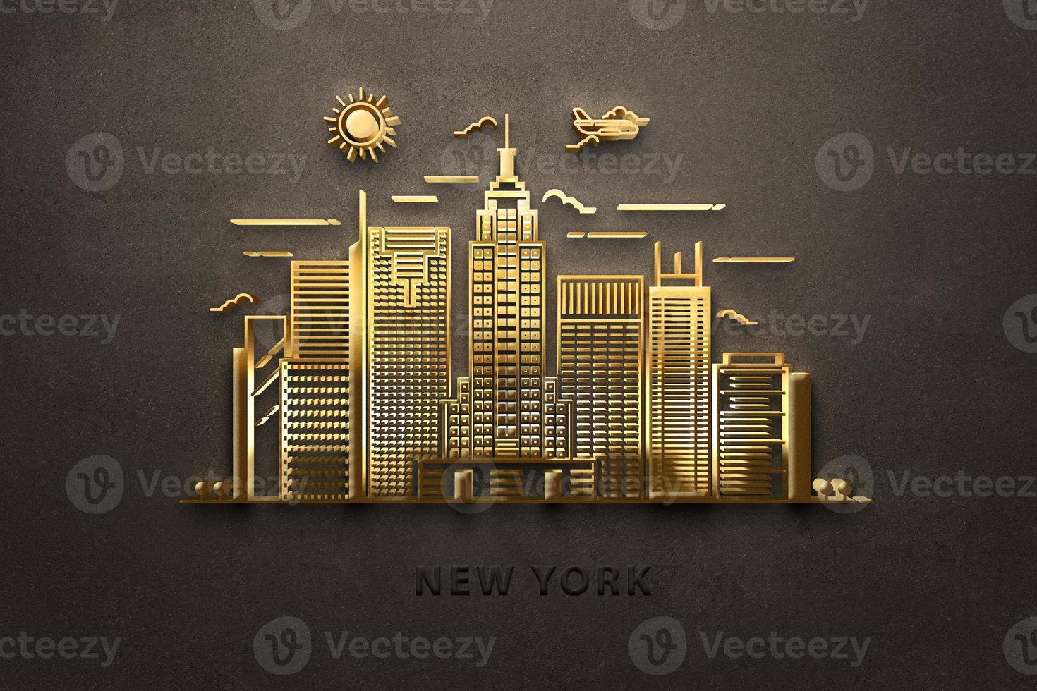 New York golden illustration 3d rendering photo