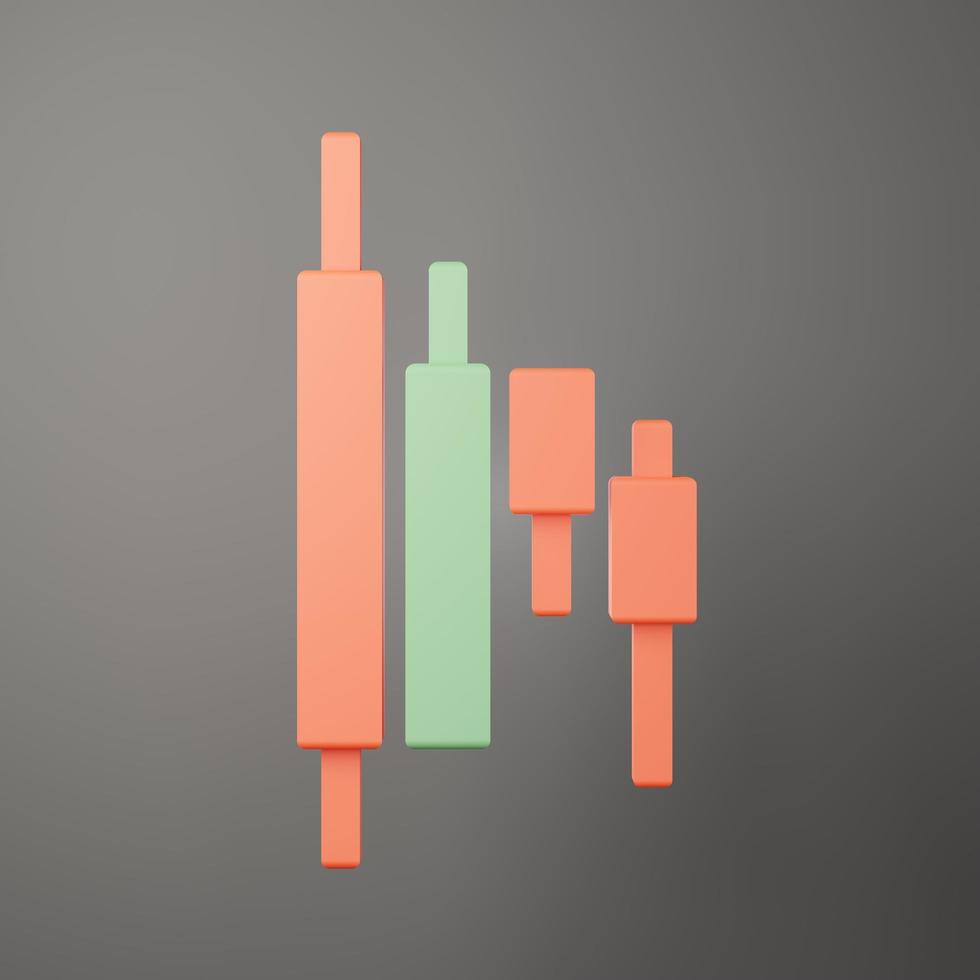 3d rendering of Bullish or Bearish Candlesticks graph Chart for trading Cryptocurrency icon on clean background for mock up and web banner. Cartoon interface design. minimal metaverse concept. photo