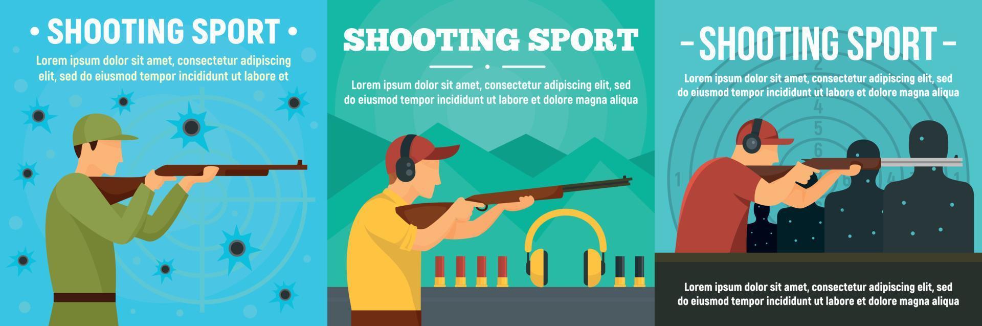 Shooting sport banner set, flat style vector