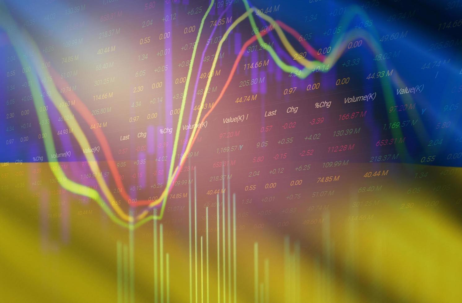 World economy war Russia and Ukraine and the US in Middle East. Ukraine crisis Russia military conflict Stock market exchange loss trading graph investment charts financial Economic crisis interest photo