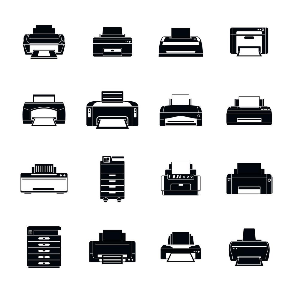 Printer office copy document icons set simple style vector