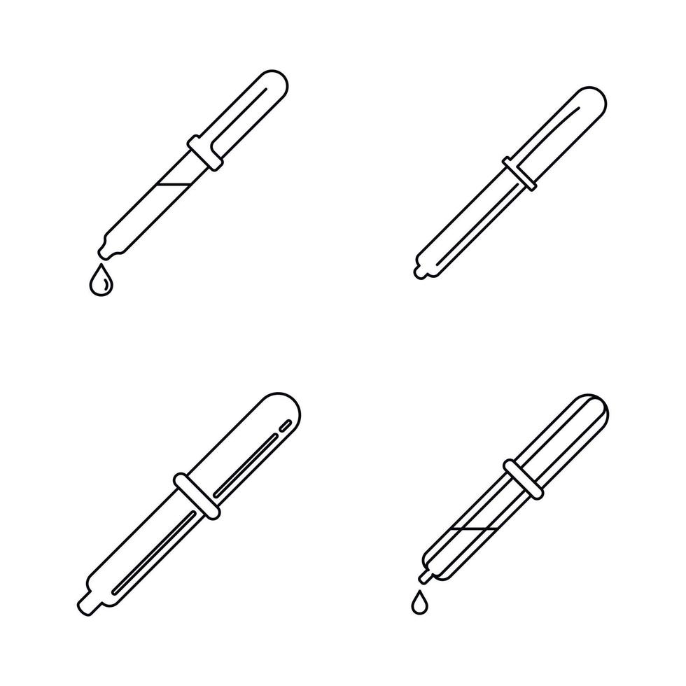 Pipette medical dropper icons set, outline style vector