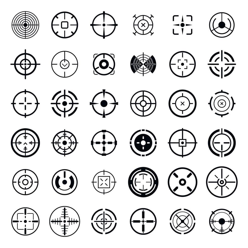 conjunto de iconos de vista de objetivo de retícula, estilo simple vector
