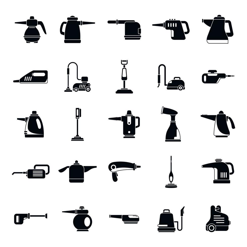 Home steam cleaner icons set, simple style vector