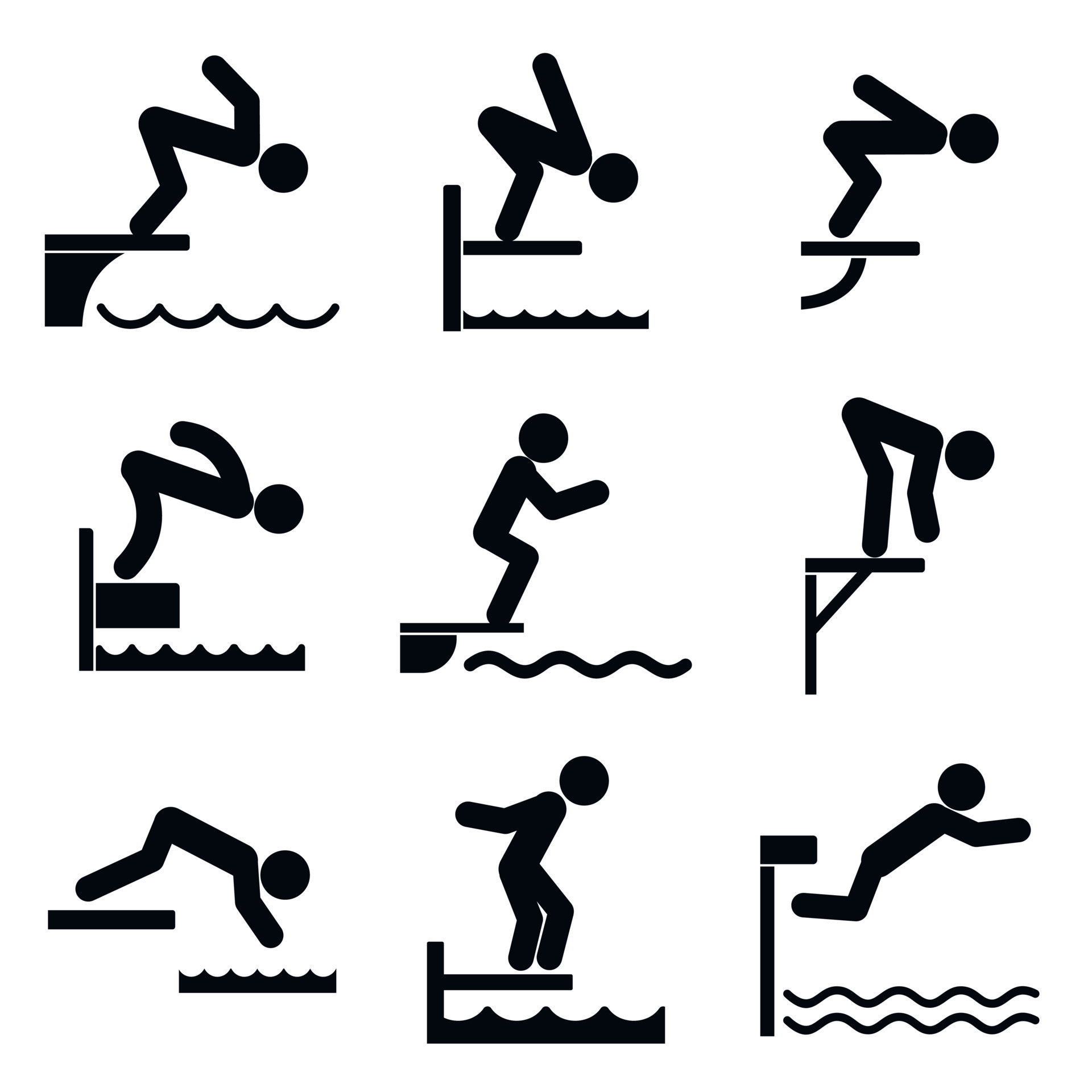 Diving board icons set, simple style 8886119 Vector Art at Vecteezy