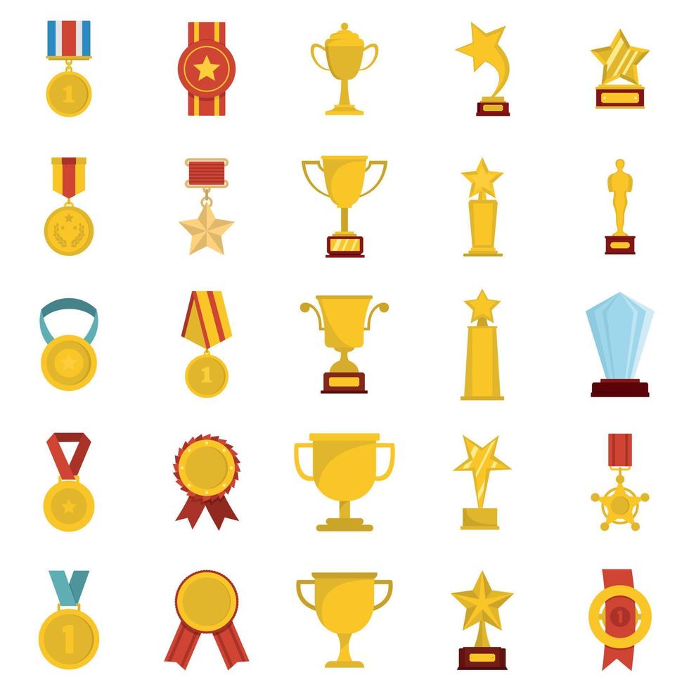 conjunto de iconos de premio de medalla aislado, estilo plano vector