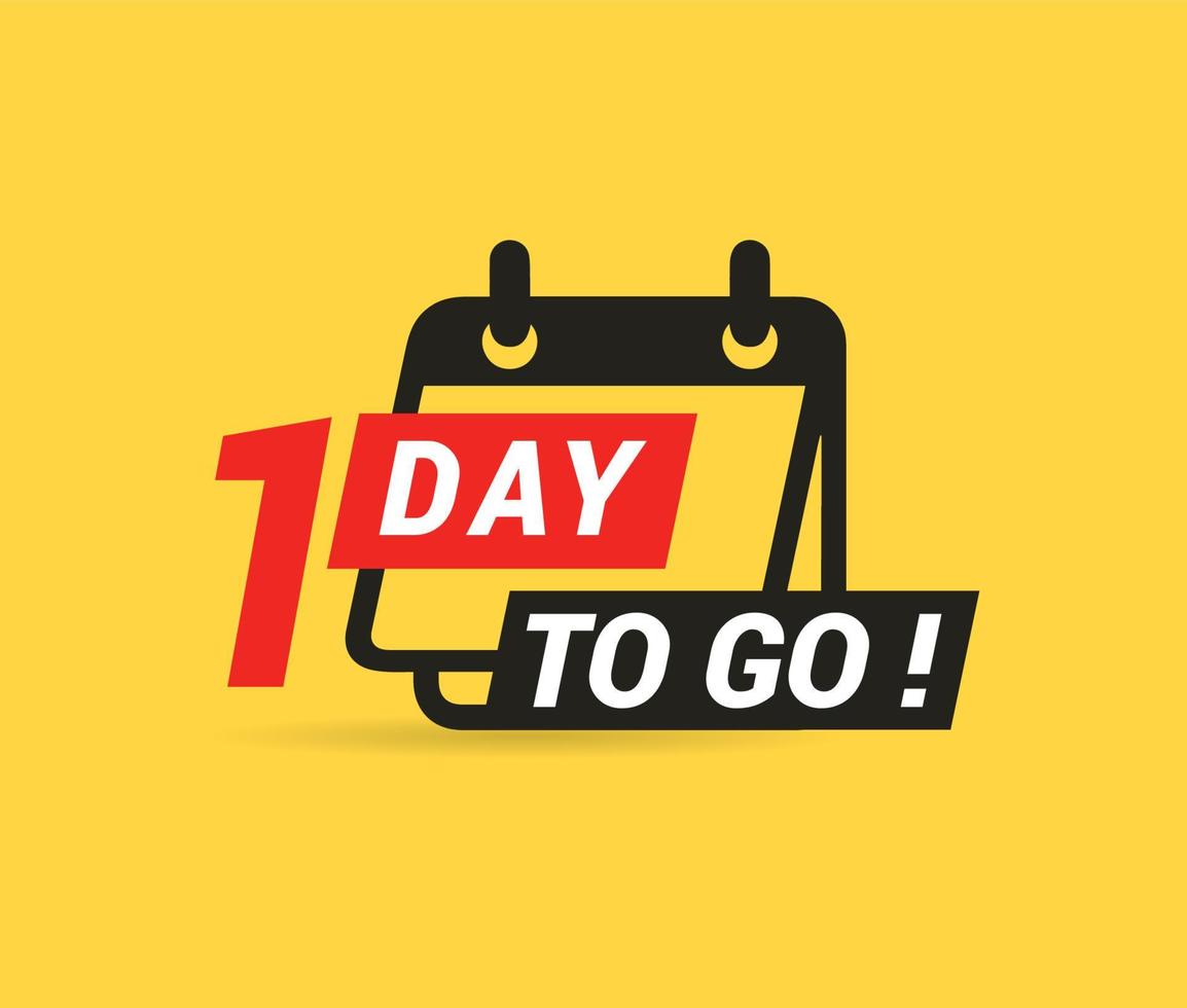 1 day to go a last countdown icon. One day go sale price offer promo deal timer, 1 day only. Vector EPS 10.